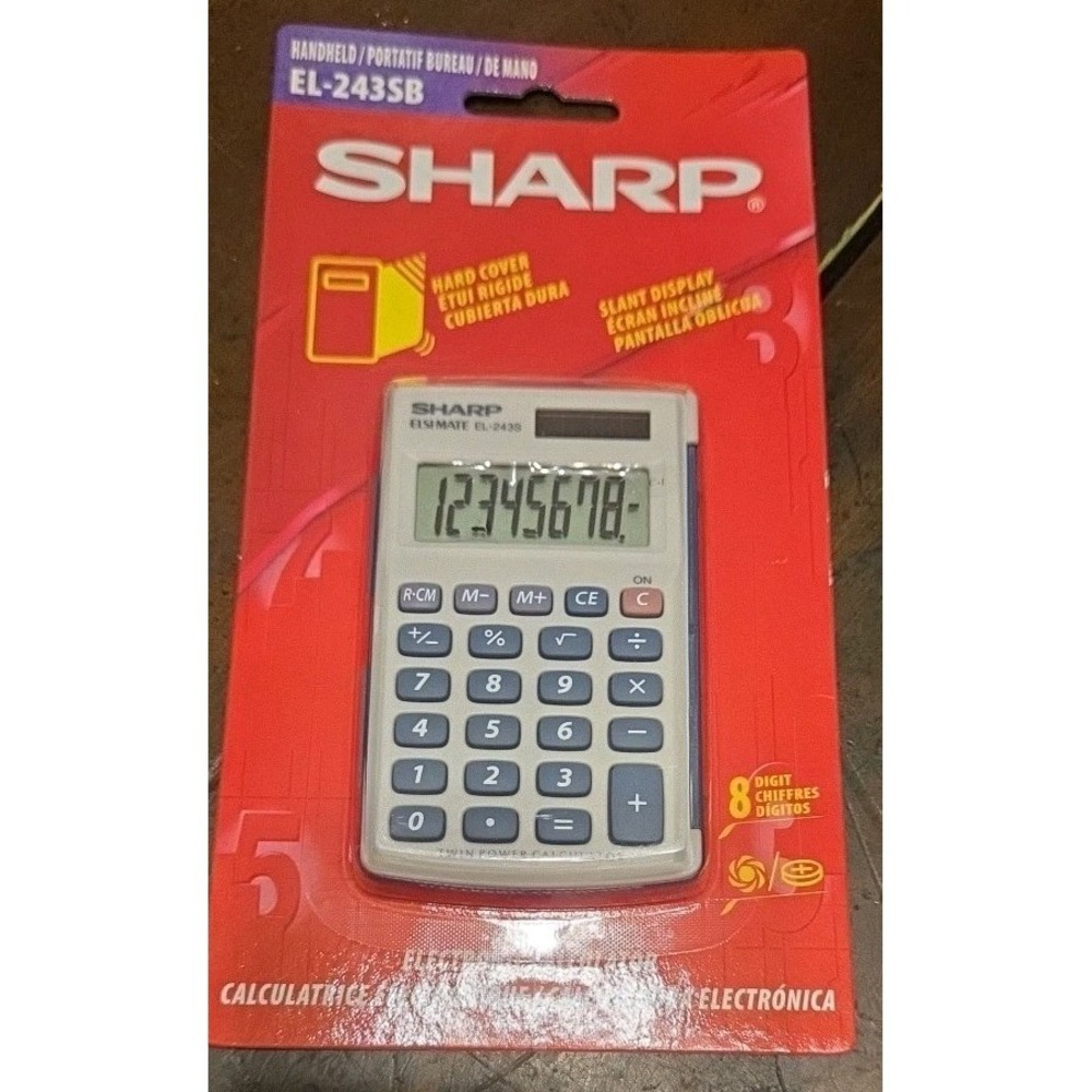Sharp EL-243SB 8-Digit Pocket Calculator Twin Power Hard Cover New Sealed